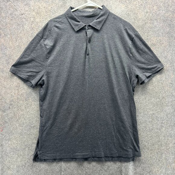 Lululemon Metal Vent Tech Polo Shirt Men Medium Gray Lightweight Athletic - Picture 1 of 10